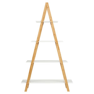 Bamboo Wood <b>Rustic</b> Trapezoid Wall <b>Shelf</b> 80x32.5x137cm Home/Office Decor - Product Image 2