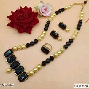 Red Royal White & Grey Pearls Necklace 3 Line Pearl Necklace Manufacturer <b>for</b> WOMEN USA EUROPE WOMEN BEST BULK BUY SALE - Product Image 4