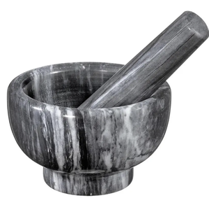 Ensemble de pilon de mortier en marbre et granit en pierre noire pour outils d'herbes et d'épices Outils de cuisine en granit noir naturel - Product Image 2