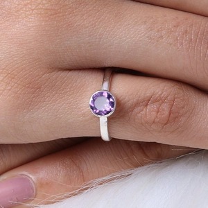 Anillo de piedras preciosas de amatista de Plata de Ley 925, joyería hecha a mano, anillo de estilo bohemio de plata, joyería para mujer, regalo de boda para esposa - Product Image 6