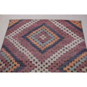 Tapis vintage 4,4x5,4 pieds, tapis d'inspiration turque, tapis camouflage bleu et rouge - Product Image 5