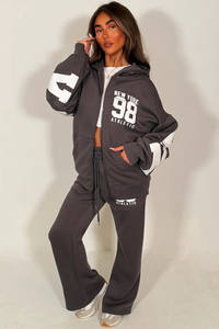 Ensemble de survêtement en molleton à capuche zippé pour femme, décontracté, hiver, 2 pièces, respirant, très demandé - Product Image 4