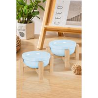 Ensemble de 2 bols en céramique pour nourriture et eau pour chats et chiens, 4 couleurs, avec support en bois, fabriqué en Turquie, capacité de 1L