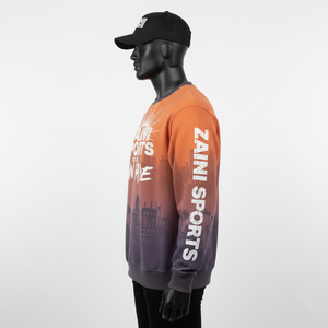 Sun Fade Sweatshirt Premium 340 GSM Cotton Polyester Fleece Gradient <b>Orange</b> Purple DTG Custom Logo Basics Sweatshirts - Product Image 5