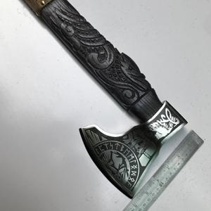 Wholesale Customized OEM ODM PRESTIGE BLADES Industrial Tomahawk Damascus Steel <b>Axe</b> Ash Wood <b>Handle</b> Leather Sheath 1 Year Custom - Product Image 3