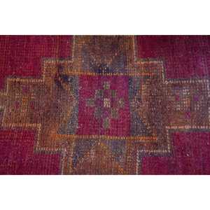 พรมวินเทจขนาด 2.5x10.2 ฟุต พรมตุรกี พรมอิคัตสีแดง ทำจากขนสัตว์ - Product Image 4