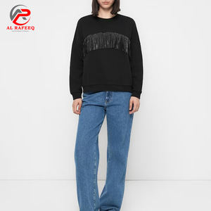 High Quality Women Sweatshirt Rhinestone <b>Fringe</b> Casual Black Sweatshirt Custom Long Sleeve <b>Denim</b> Jeans <b>Jacket</b> Women - Product Image 5