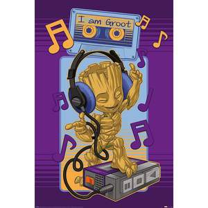 Affiche murale au design moderne Guardians of the Galaxy I Am Groot Cassette - Product Image 1