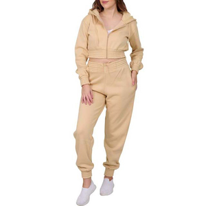 Survêtement d'hiver pour femmes sur mesure pantalon de jogging à capuche à fermeture éclair 100% coton polaire séchage rapide respirant confortable Gym Fitness - Product Image 2