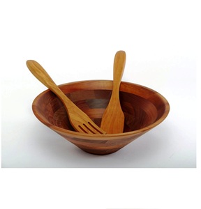 Utensilios de Cocina, Juego de Servidores de Ensalada de Madera Natural con 2 Espátulas, Utensilios Hechos a Mano Sostenibles - Product Image 4