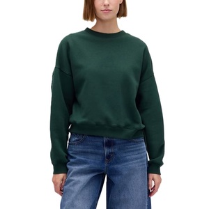 Sudadera de Invierno Personalizada para Mujer, Cuello Redondo, Lisa, 100% Algodón, Forro Polar, con Diseño de Hombros Caídos - Product Image 1