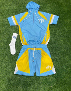 Ensemble de survêtement pour homme en nylon, fermeture éclair, deux pièces, short, veste coupe-vent, ensembles de survêtement pour homme - Product Image 6