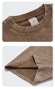 T-shirts pour hommes personnalisés en coton 100% noir, lavage à l'acide, surdimensionnés, lavage à l'enzyme acide, t-shirts vintage - Product Image 6