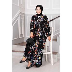 Vestido modesto Hijab de viscosa negra con Bata - Product Image 6