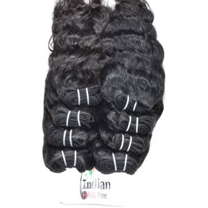 ผมต่อจากมนุษย์ผมชาวอินเดียสำหรับผู้หญิงมีหนังกำพร้าเป็นลอนธรรมชาติสีดำธรรมชาติ - Product Image 5