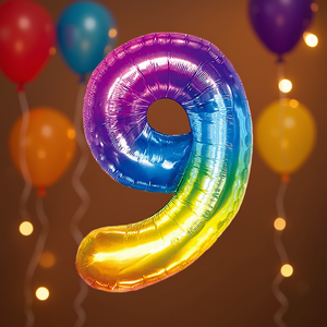 Globo de Fiesta con Número 9 Multicolor de 45 cm, Decoración para Fiestas - Product Image 3