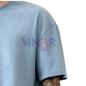 Camiseta personalizada para hombre 100% algodón de gran tamaño con hombros caídos y cuello simulado extendido camiseta de gran tamaño de alta calidad para hombre - Product Image 3