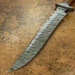 Cuchillo Bowie de Supervivencia y Caza para Exteriores, Hecho a Mano, de Acero de Damasco, Hoja Fija de Espiga Completa, Mango de Cuero |   OEM Personalizable - Product Image 4