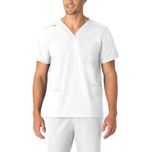 Top Exfoliante para hombre de ajuste personalizado con opciones de bordado e impresión de logotipo uniforme sanitario transpirable duradero para profesionales - Product Image 1