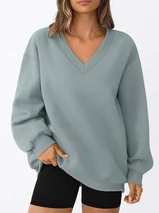 Sweats surdimensionnés pour femmes automne mode col en V sweats à capuche coupe ample tenues d'hiver adolescente vêtements 2025 conception douanière - Product Image 4