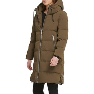 Chaqueta Larga Acolchada de Invierno 2025 para Mujer, Impermeable, de Lona Transpirable, Rellena de Algodón, con Capucha y Logotipo Personalizado - Product Image 6