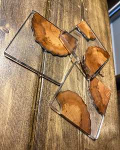 Posavasos de madera de nogal de resina SCRATCHES para el hogar, posavasos de madera de resina epoxi, posavasos de lujo personalizado para bebidas - Product Image 1