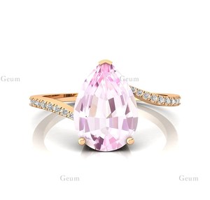 แหวนอัญมณีมอร์แกไนท์สีชมพูทอง14K แหวนหมั้นเพชรธรรมชาติแหวนแต่งงานออกแบบอย่างสวยงามแหวนเครื่องประดับชั้นดี - Product Image 6