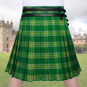 Kilts Híbridos Ajustables con Tartán Verde Nacional Irlandés para Hombre con Bolsillo Frontal Desmontable 2026 - Product Image 5
