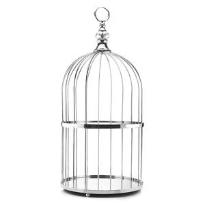 Candelabros plateados brillantes Candelabro en forma de jaula hecho a mano con base con pies y portavelas con logotipo personalizado - Product Image 1