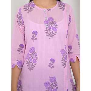 Ensemble Coordonné Liliac en Coton Imprimé 2 Pièces – Haut Brodé à Manches Trois-Quarts et Short – Tailles XS & XXS - Product Image 2