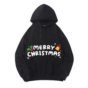 Sweat à capuche surdimensionné d'hiver unisexe du fabricant 600 Gsm French Terry Heavyweight Christmas Embroidered Christmas for Men Plus Size - Product Image 1
