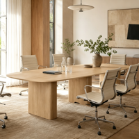 Table de conférence ovale moderne en bois avec chaises, ensemble de table de réunion de bureau pour 6 à 8 personnes, mobilier de salle de réunion