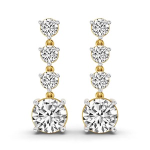 Circular Round Lab Grown <b>Diamond</b> <b>Dangle</b> <b>Earrings</b> 1 Ct Tw F-G Color VS Clarity 8 <b>Diamonds</b> 14K Solid Gold Fashion Forward Drop - Product Image 2