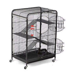 Gran lujo hurón pequeño Animal Hutch Alambre <span class=keywords><strong>de</strong></span> Metal gato conejo jaula Botón <span class=keywords><strong>de</strong></span> hierro cierre <span class=keywords><strong>madera</strong></span> hierro portador alimentador ruedas caja perros - Product Image 1