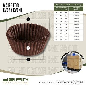 Fabriqué en Italie, écologique, recyclable, personnalisable, doublures pour cupcakes en papier ondulé brun à double paroi, résistantes à la graisse, jetables, pour la cuisson - Product Image 3