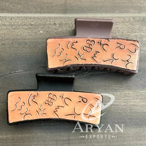 Stylish Handmade Western Tooled Leather Sunflower Hair Claw <b>Clips</b> Genuine Leather Claw Hair Accessories for Women's - Product Image 1