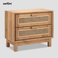 Armoire de rangement moderne en teck massif avec deux tiroirs décoratifs, design convertible, couleur personnalisée, meubles de salon