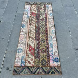 Vintage <b>Runner</b> Rug 2.4x6.2 ft (72x190 cm), Turkish <b>Red</b> Moroccan Rug - Product Image 1