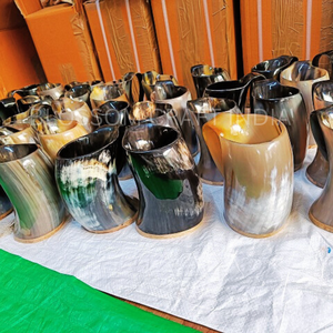 Mug en corne de buffle sculptée naturelle, véritable toucher de vache, corne à boire viking, tasse décorative en corne au meilleur prix - Product Image 6