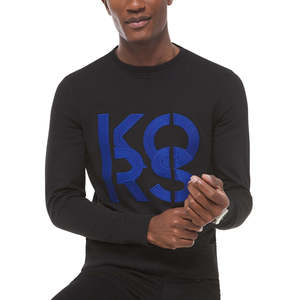 Felpa da uomo Michael Kors con logo impilato, nera, taglia XXS, in tessuto French Terry, ricamo 3D e stampa serigrafica con stile lavorato a maglia - Product Image 1