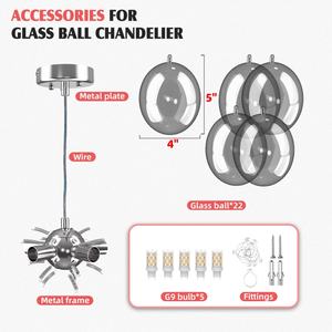 20 "Smoke Black Bubble Ball Glas Kronleuchter, moderne Pendel leuchte für Schlafzimmer Arbeits zimmer - Product Image 5