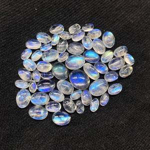 Cabochons en pierre de lune jaspe de feu bleu naturel pierres précieuses de forme ovale polies tailles mélangées en vrac pour la fabrication de bijoux - Product Image 3