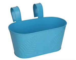 Pots de fleurs modernes en métal bleu en fer Jardinières rectangulaires Grandes jardinières suspendues décoratives pour l'extérieur pour le jardin - Product Image 4