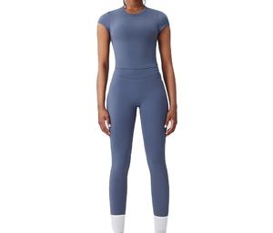 Ensemble de yoga pour femmes solide, respirant, à séchage rapide, 2 pièces, taille haute, en spandex/nylon, vêtements de sport - Product Image 1