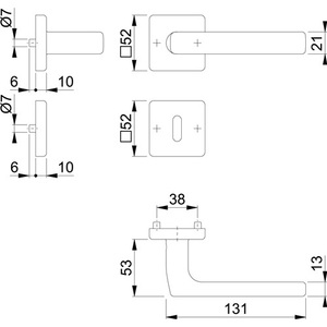 ชุดโรเซตสแตนเลส Dallas E1643Z/52KV/52KVS รุ่น F69 ทรงสี่เหลี่ยม OB DIN ซ้าย/ขวา D/D HOPPE สำหรับม่านบังตาและบานประตู - Product Image 3