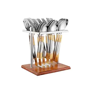 Set di posate in acciaio inossidabile posate in argento e cucchiai d'oro forchetta stoviglie da cucina Set stoviglie