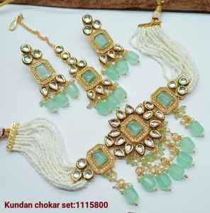 INDIAN TRADITIONAL <b>and</b> FASHIONABLE COPPER JEWELLERY <b>BRIDAL</b> WEDDING JEWELLERY <b>SET</b> for WOMEN <b>EARRINGS</b> <b>and</b> <b>NECKLACE</b> <b>SET</b> - Product Image 3