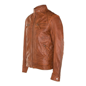 Chaqueta de bombardero universitaria clásica con puños acanalados y cremallera de cuero genuino personalizada de calidad superior hecha en Pakistán para hombres - Product Image 2