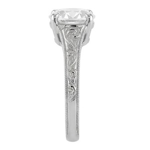 Bague Solitaire Style Antique avec Diamant Naturel Taillé Mine Cut de 1,50 Carats Certifié IGI, en Or 14K Rhodié, pour Mariage et Cérémonie - Product Image 2