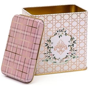 Rosy Plaid 1L Slip Lid Boîte de rangement rectangulaire en métal 80x120x120mm pour papier et médias 120mm Rosy Plaid - Product Image 2